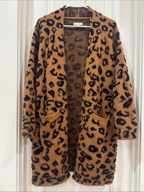 Knox Rose Leopard-Print Open Cardigan Sweater - Brown & Black